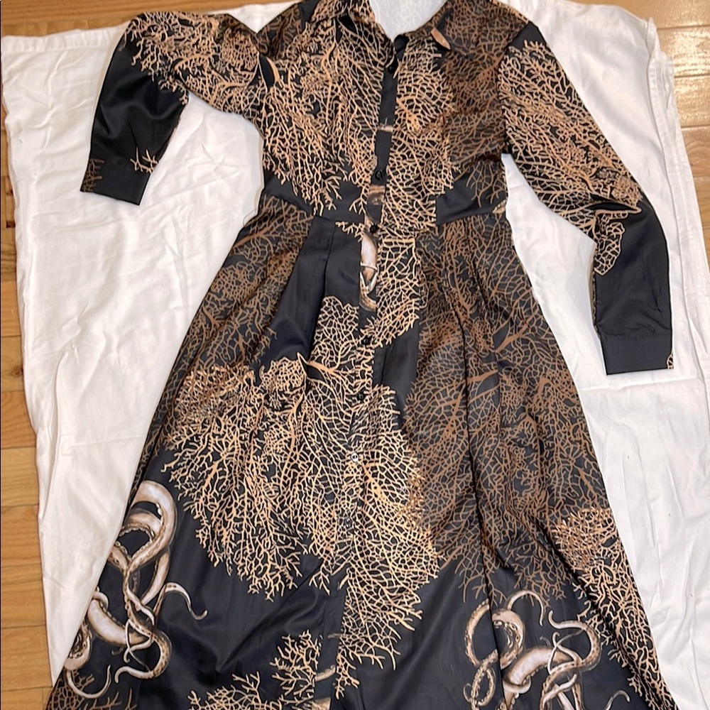 Elegant Black and Tan Dress